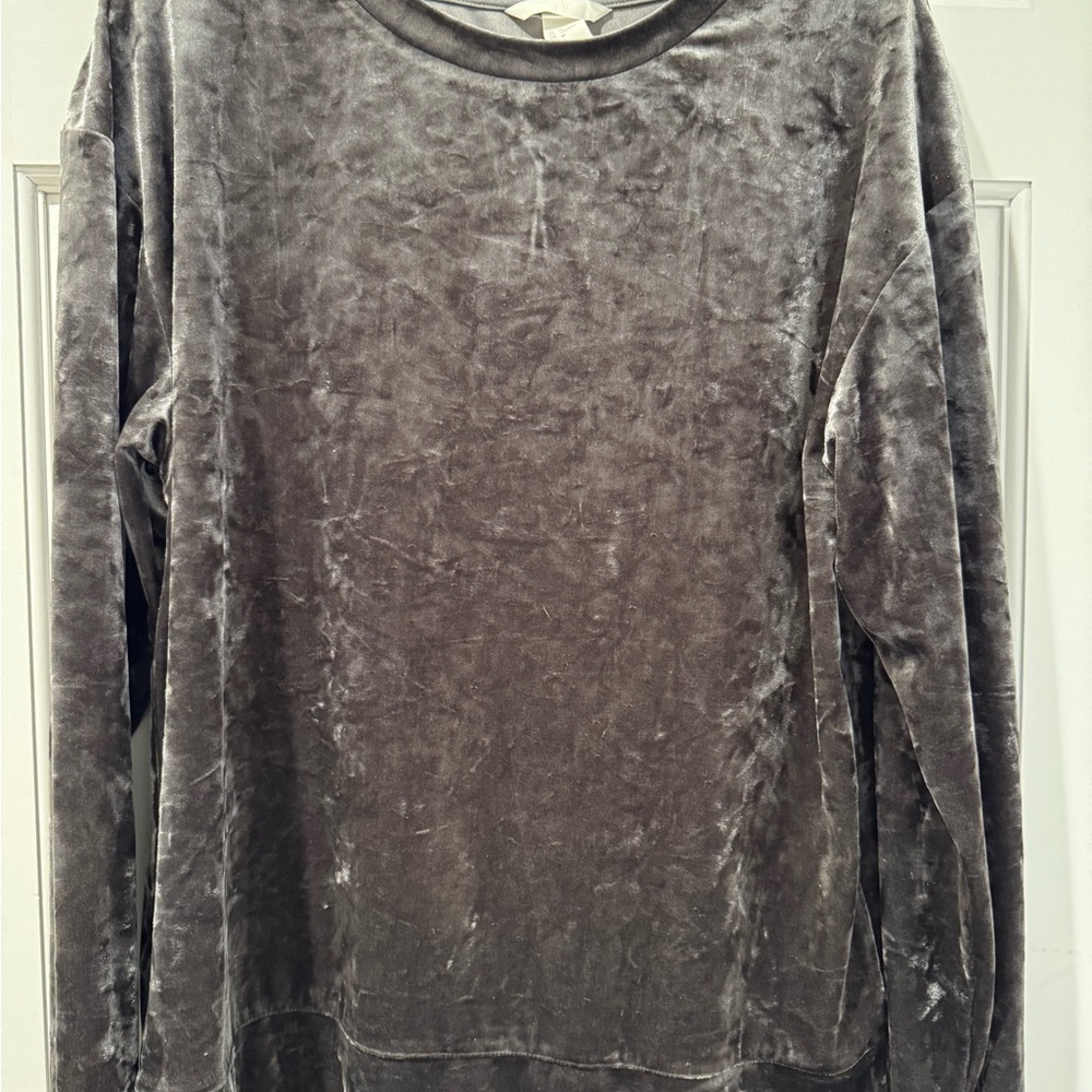 Gray Velvet Long Sleeve Top